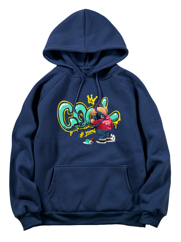 Graffiti Bear Print Hoodie