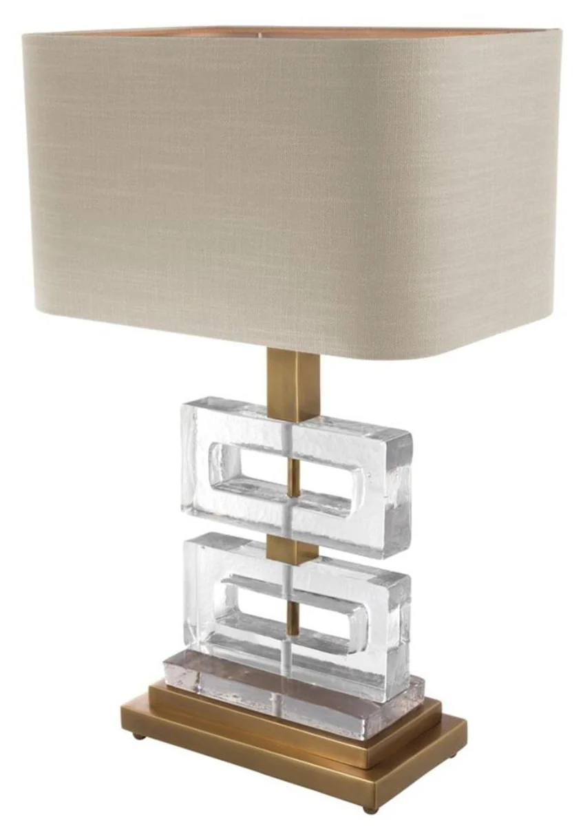 Casa Padrino lámpara de mesa de lujo vintage latón / caqui 45 x H. 70 cm - Colección de Lujo