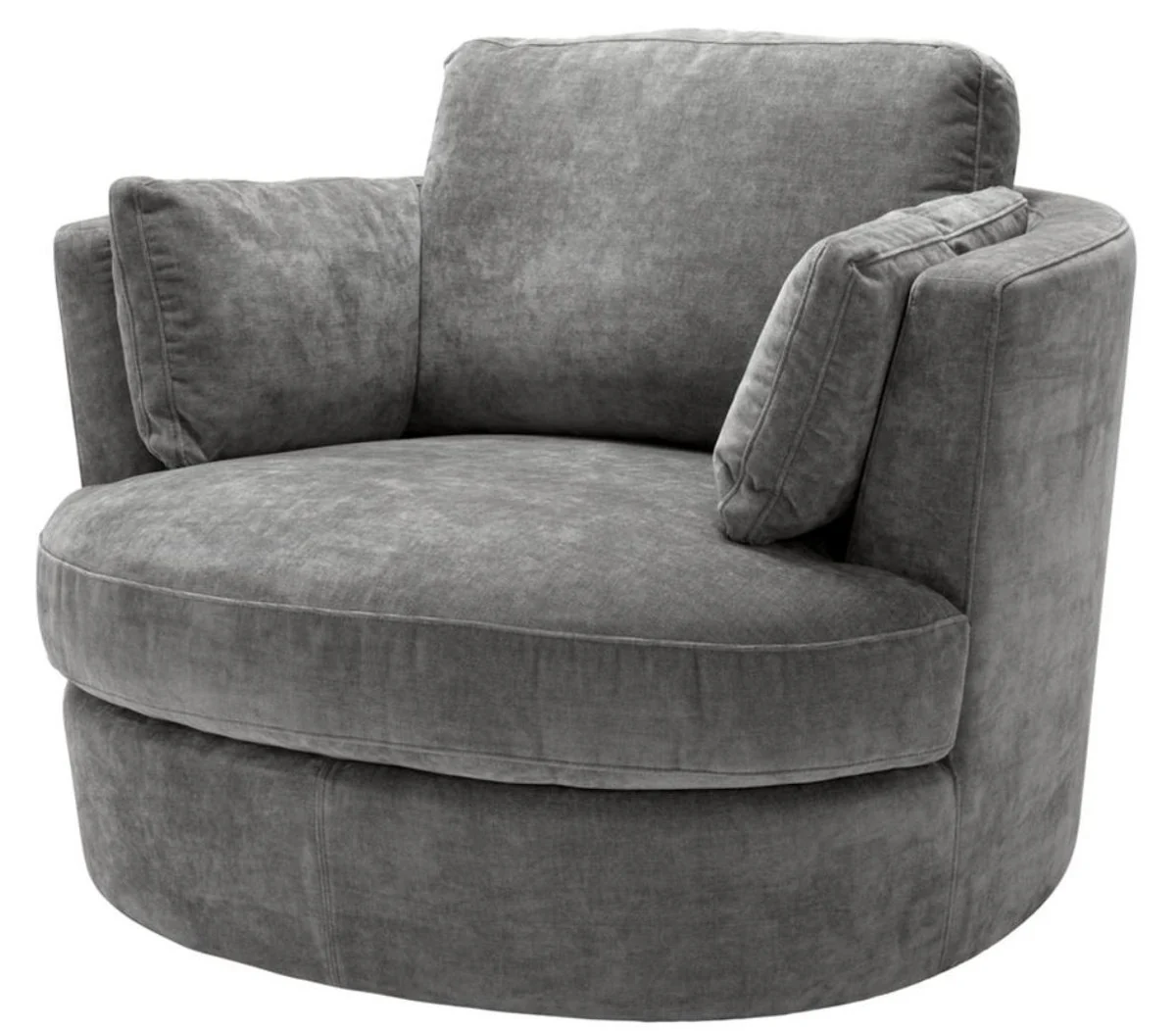 Casa Padrino Sillón / Sillón Giratorio de Lujo Gris 110 x 100 x H. 70 cm - Mobiliario de Sala de Estar