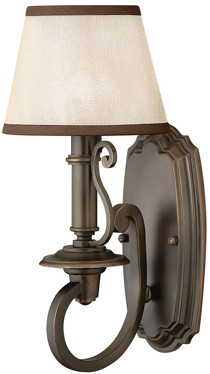 Casa Padrino lámpara de pared barroca bronce antiguo / crema / marrón 16,5 x 19 x A. 35,6 cm - Lámpara de pared de salón elegante en estilo barroca - Luces Barrocas