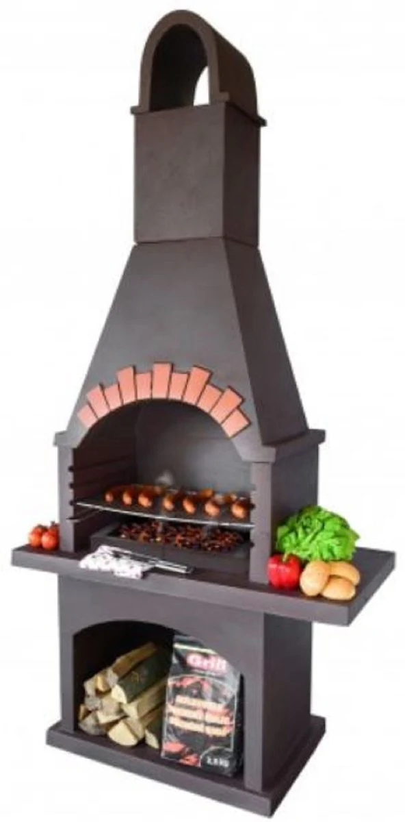Casa Padrino barbacoa de jard¨ªn de hormig¨®n de lujo marr¨®n / naranja 120 x 60 x A. 242 cm