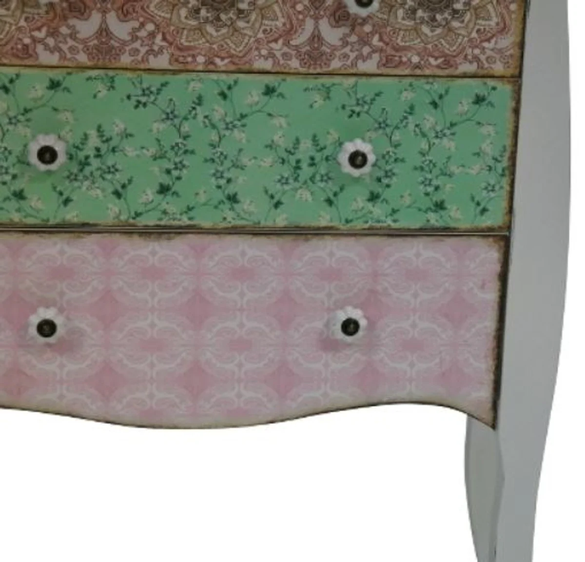 Casa Padrino Country Style Chest of Drawers Antique White / Multicolored 75 x 38 x H. 76 cm - Shabby Chic Furniture