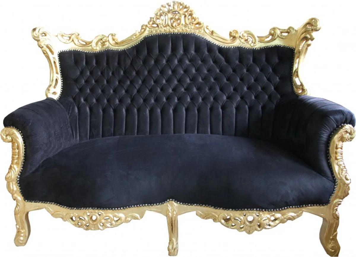 Casa Padrino Baroque 2-seater sofa Master Black / Gold - Antique furniture