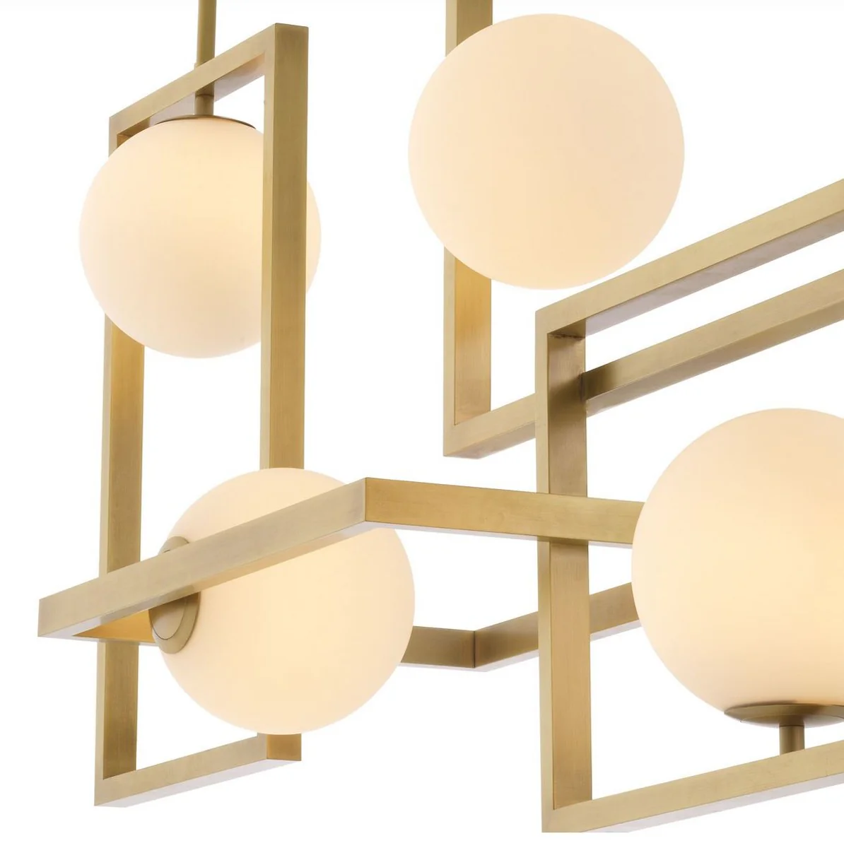 Casa Padrino lámpara de araña Art Deco de lujo latón antiguo / blanco Ø 160 x 38 x A. 70,5 cm - Lámpara de araña de salón - Lámpara de araña de hotel - Calidad de Lujo