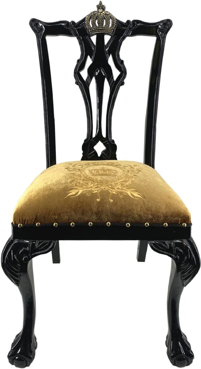 Pomp??s by Casa Padrino silla de comedor barroco de lujo oro / negro - Silla barroco pomposa dise?ada por Harald Gl??ckler - Muebles de comedor barrocos