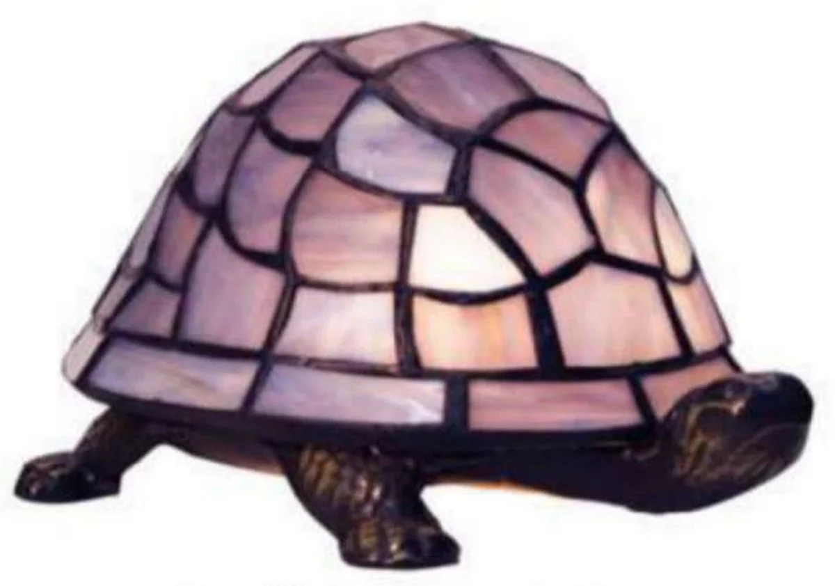 Casa Padrino lámpara de mesa Tiffany de lujo tortuga púrpura / bronce 20 x 14 x A. 13 cm - Lámpara Tiffany Deco - Interior de lujo - Luces Art Deco de Lujo - Luces Tiffany
