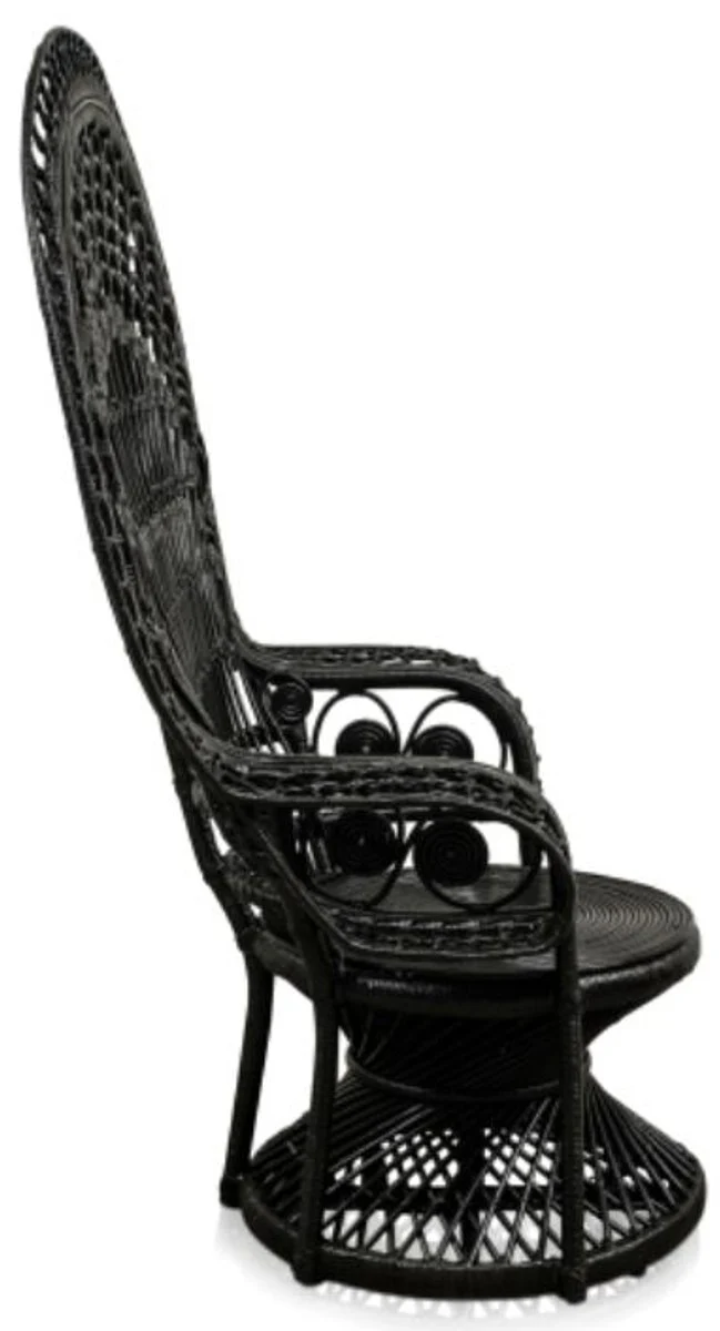 Casa Padrino sillón de ratán de lujo negro 114 x 80 x H. 150 cm - Muebles Vintage