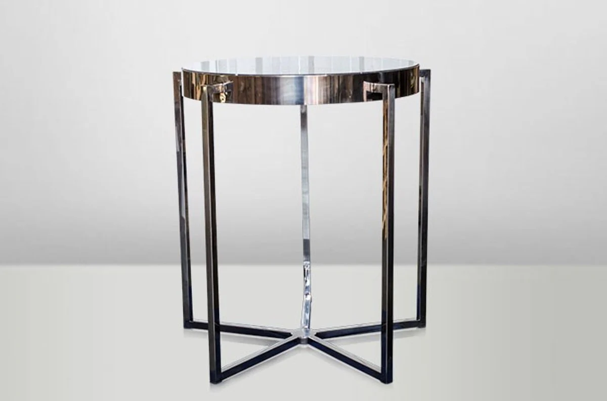 Casa Padrino Art Deco Side Table Black metal / marble 65 x 65 cm Art Nouveau table - Furniture flower stand