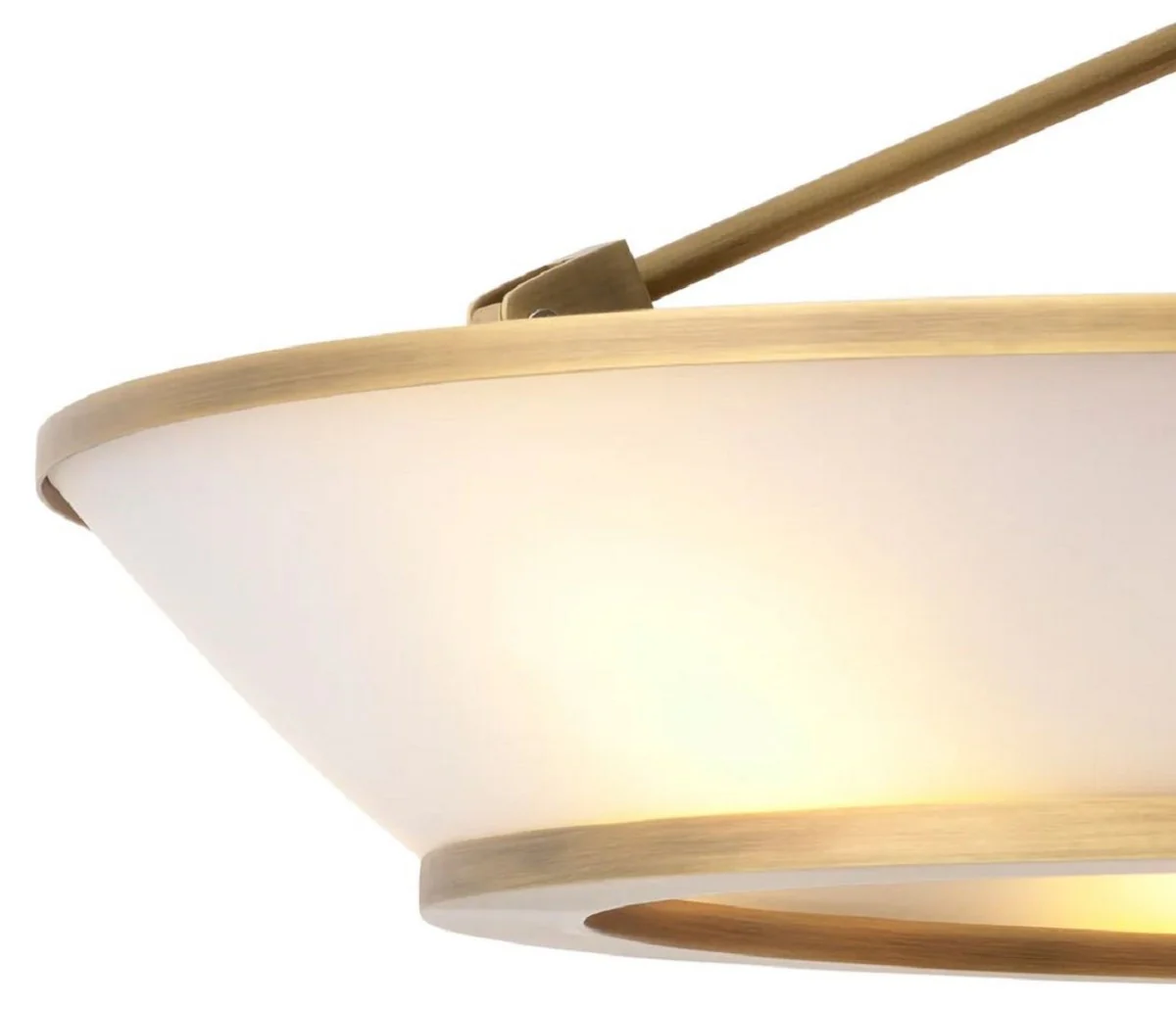 Casa Padrino lámpara de techo de lujo latón antiguo / blanco Ø 61 x A. 21,5 cm - Lámpara de techo redonda con pantallas de vidrio - Calidad de lujo