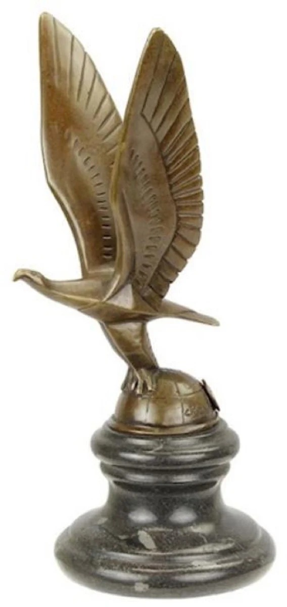 Casa Padrino escultura de bronce Art Deco de lujo águila sobre globo con base de mármol bronce / negro 11 x 11,5 x A. 22,8 cm - Figura de Bronce - Figura Decorativa - Accesorios Decorativos