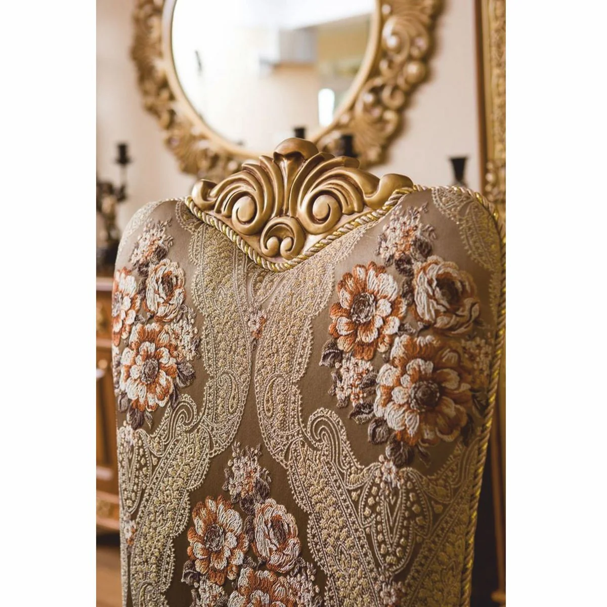 Casa Padrino silla de comedor barroco de lujo marr¨®n / oro A. 120 cm - Muebles de estilo barroco