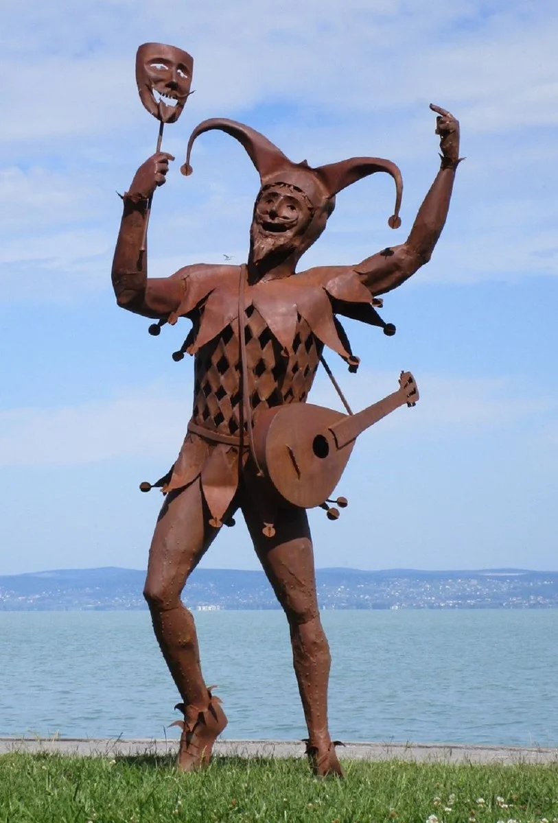 Casa Padrino escultura de buf¨®n decorativa de lujo ¨®xido 101 x 85 x A. 212 cm - Figura de buf¨®n decorativa de jard¨ªn - Escultura de acero - Esculturas de jard¨ªn - Esculturas de metal