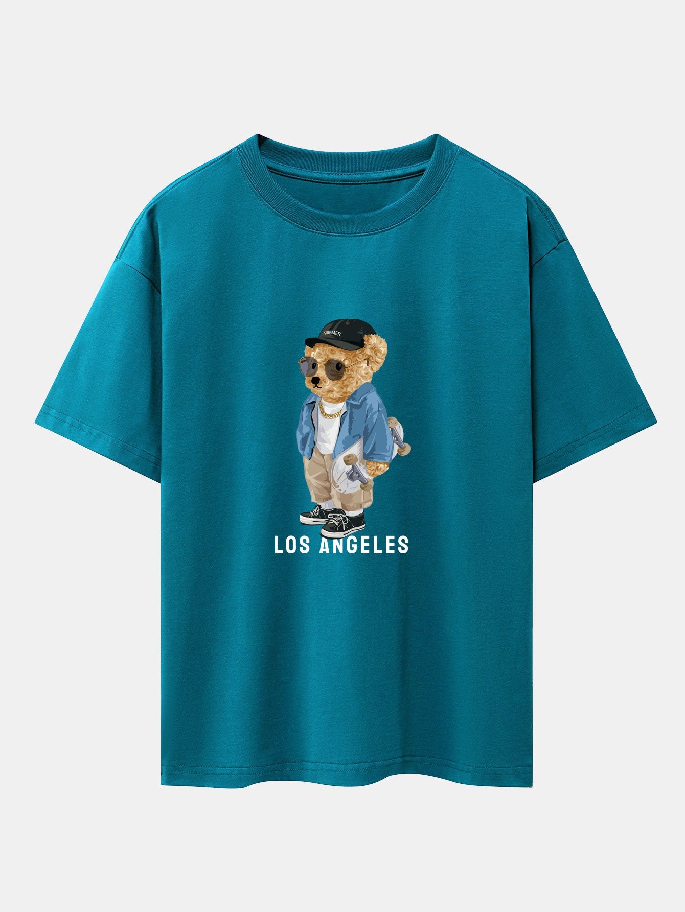 Los Angeles Skate Bear Print Heavy Weight Oversize T-Shirt