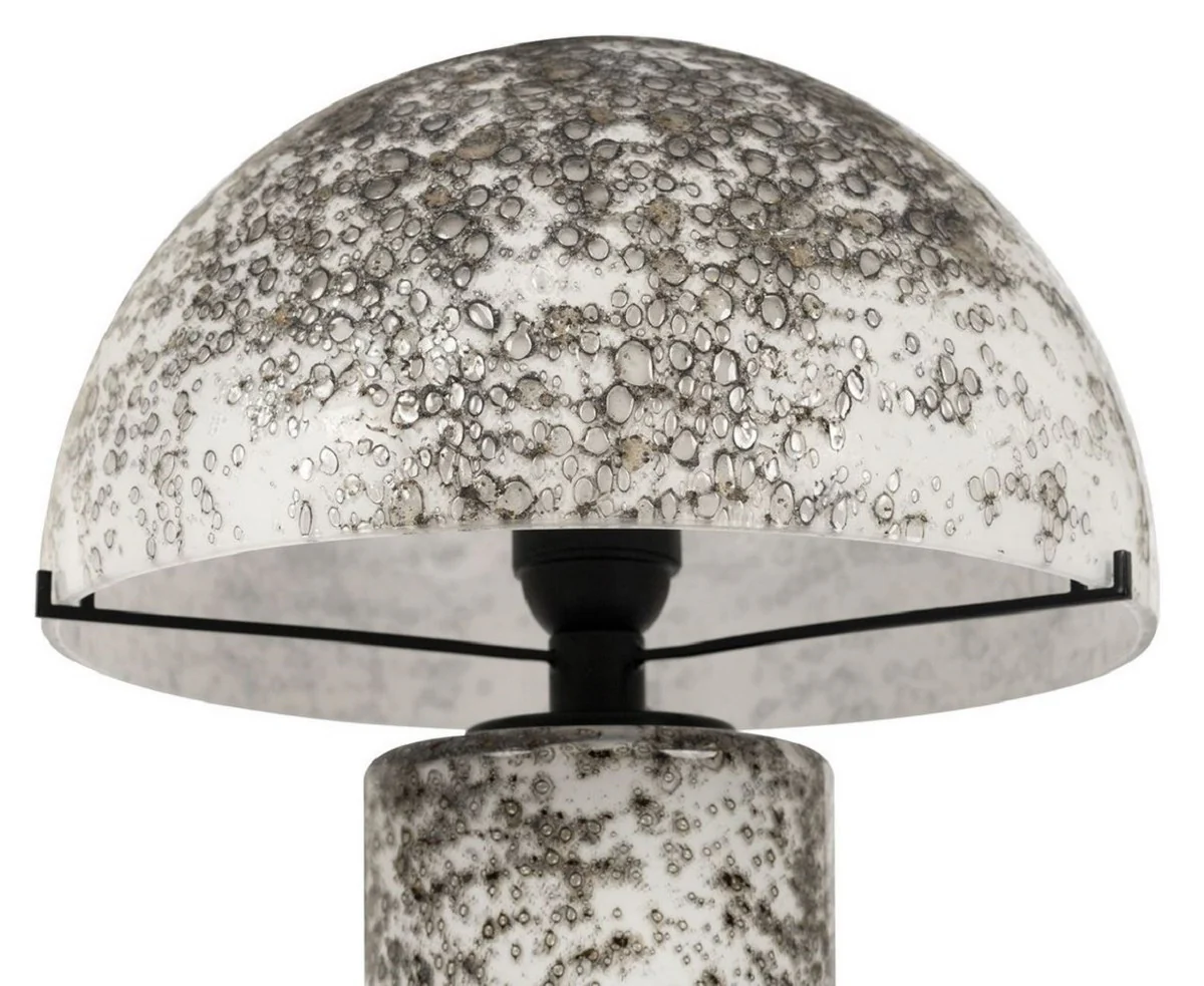 Casa Padrino l¨¢mpara de mesa de vidrio de lujo blanco / gris A. 36 cm - L¨¢mpara de escritorio redonda