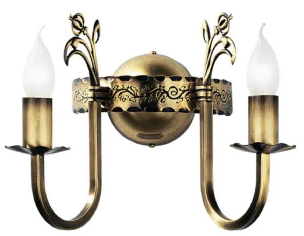 Casa Padrino lámpara de pared doble barroco latón con pátina 28 x 24 x A. 25 cm - Lámpara de pared de metal de estilo barroco - Luces barrocos - Noble y magnífica