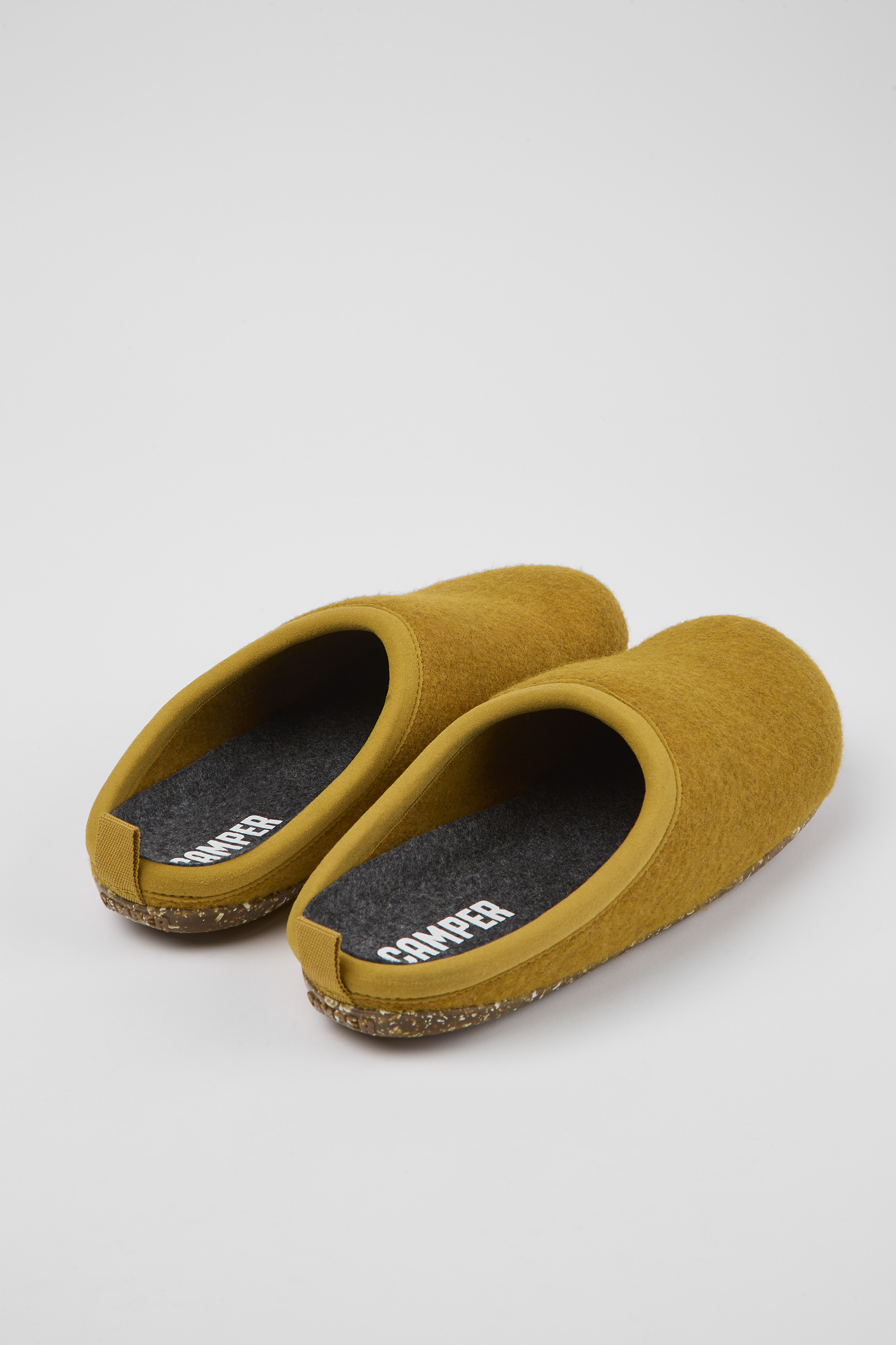 Wabi - Yellow-brown wool slippers for women