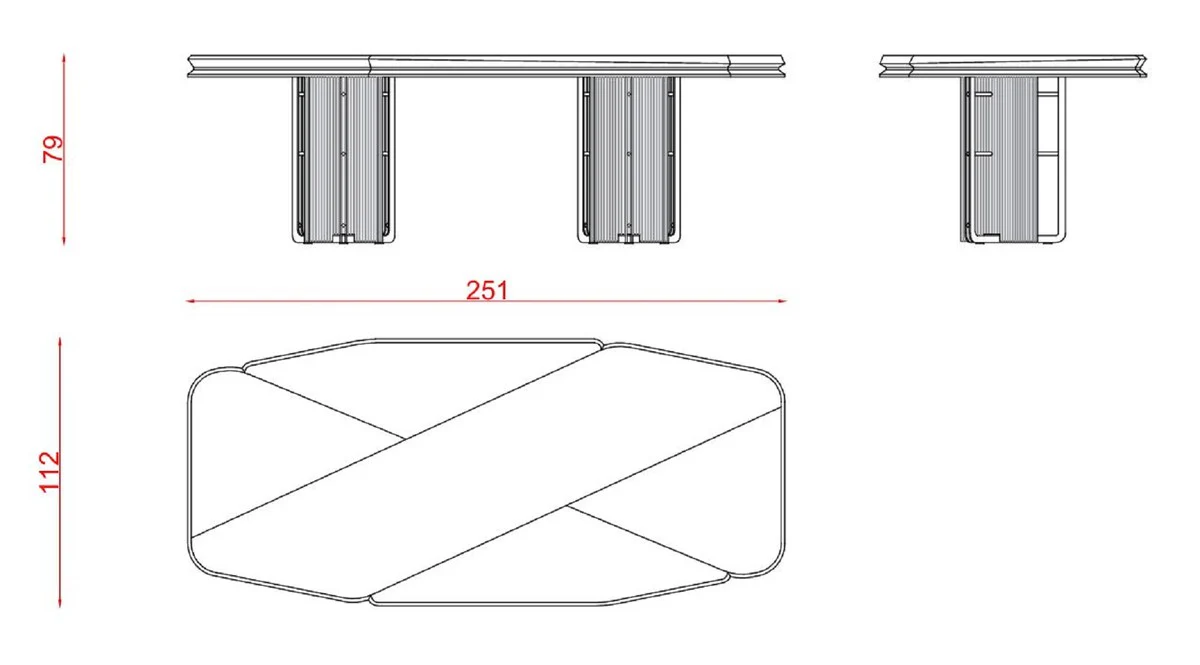 Casa Padrino mesa de comedor de lujo gris / plata 251 cm - Muebles de comedor de lujo