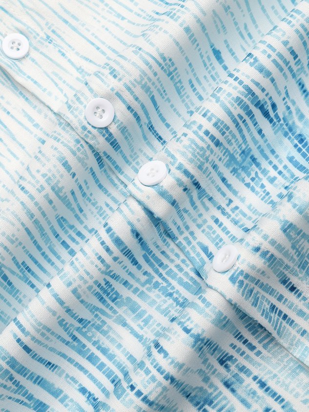 Geometric Abstract Chest Pocket Short Sleeve Casual Shirt