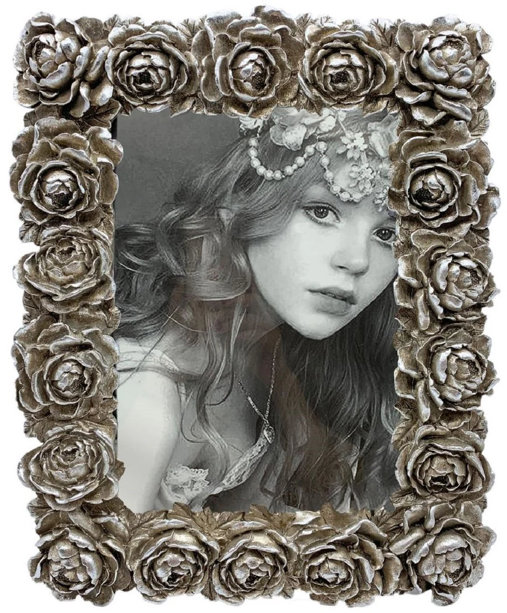 Casa Padrino marco de imagen barroco plata antiguo 13 x A. 18 cm - Magnífico marco de estilo antiguo - Decoración de salón - Decoración de escritorio - Accesorios de decoración en estilo barroco