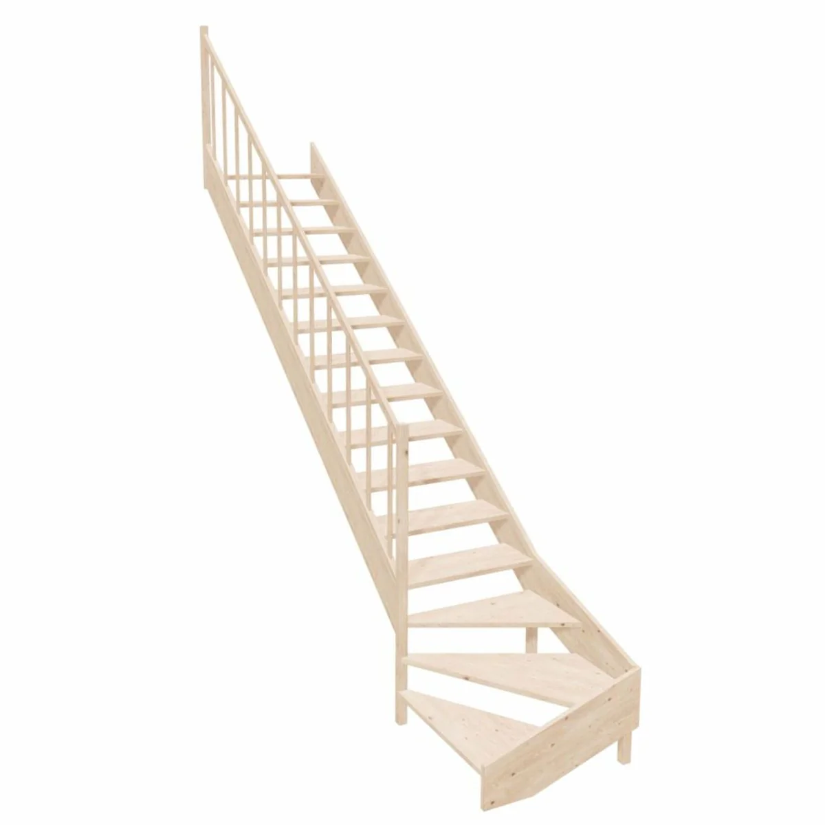 Casa Padrino escalera de esquina de madera de lujo con barandilla lado izquierdo natural Al. 364 cm