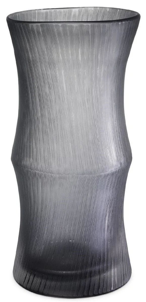 Casa Padrino florero de vidrio decorativo de lujo gris Ø 18 x A. 37,5 cm - Elegante Florero Soplado a Mano - Accesorios de Decoración