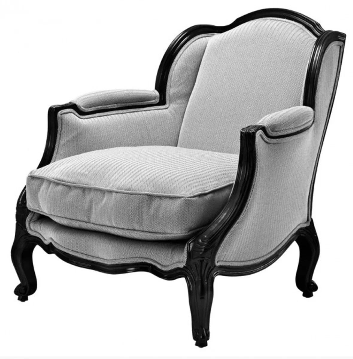 Casa Padrino luxury lounge chair Baroque Black / Grey Herringbone mod5 - Hotel Furniture