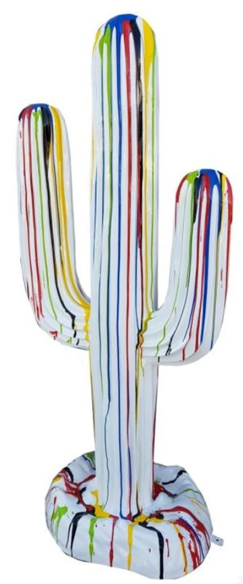 Casa Padrino escultura de diseño cactus blanco / multicolor 84 x A. 185 cm - Decoración de Jardín Resistente a la Intemperie