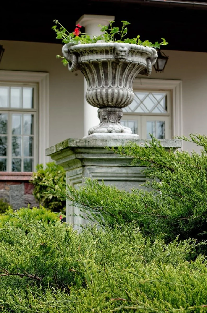 Casa Padrino maceta decorativo de jard¨ªn barroco gris 73 x 67 x A. 70 cm - Macetero de estilo barroco - Decoraci¨®n barroco de jard¨ªn - Decoraci¨®n barroco de terraza - Accesorios barroco