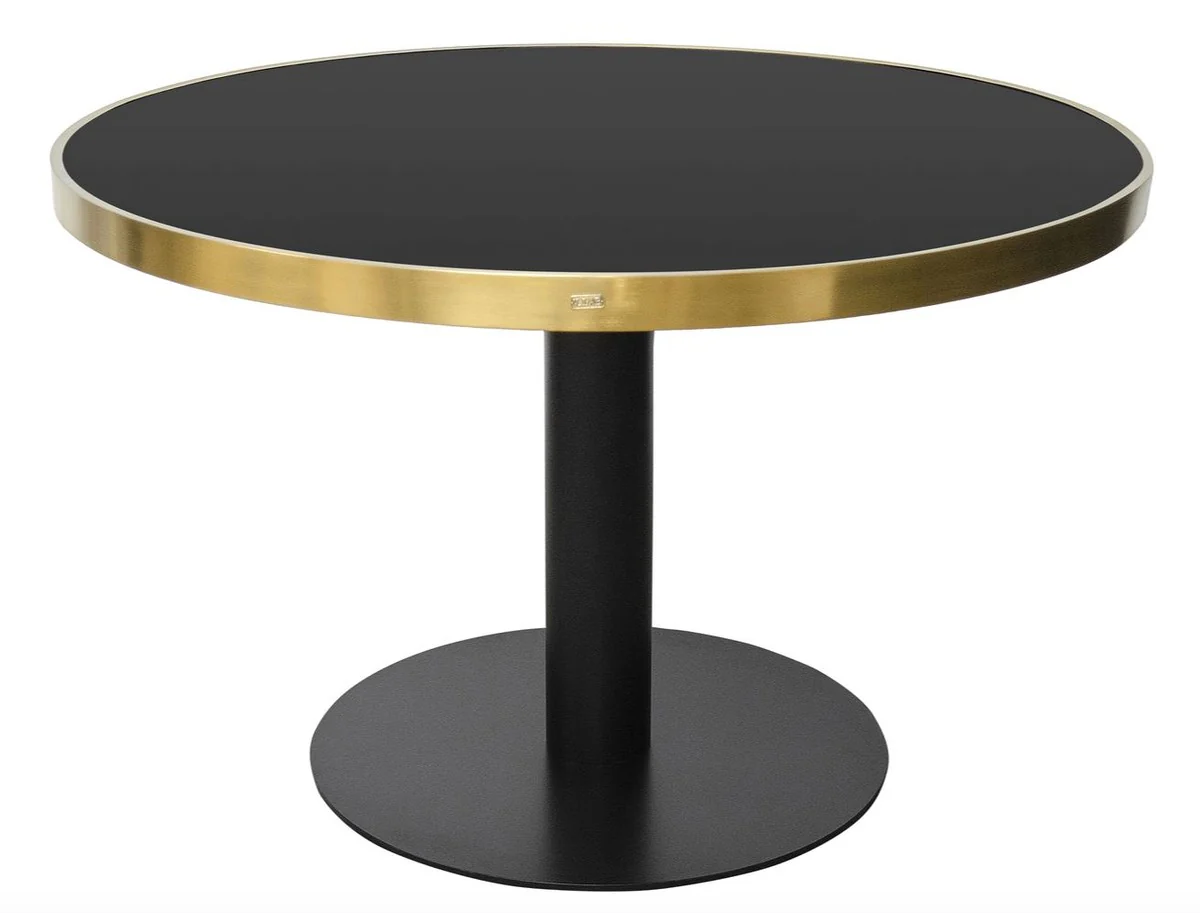 Casa Padrino mesa de comedor de lujo negro / oro 120 x H. 76 cm - muebles de comedor de diseño