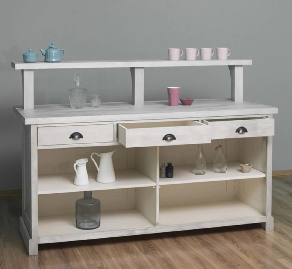 Casa Padrino barra de bar de estilo campestre gris 180 x 68 x A. 120 cm - Barra de bar de madera maciza - Muebles de bar de madera maciza - Muebles de bar en estilo campestre