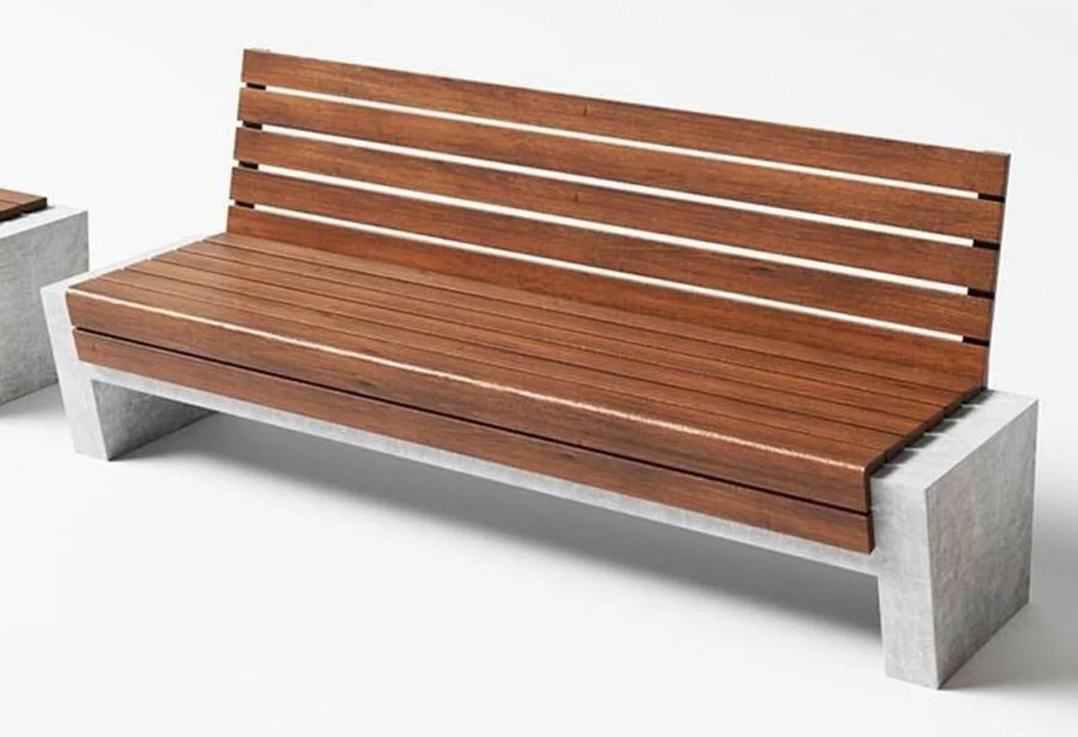 Casa Padrino banco de parque - banco urbano con respaldo marr¨®n / gris 200 cm