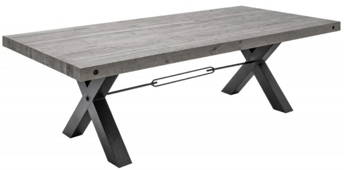 Casa Padrino mesa de comedor de dise?o industrial gris / negro 200 x 100 x A. 76 cm - Mesa de cocina de madera maciza de dise?o industrial - Muebles de Comedor