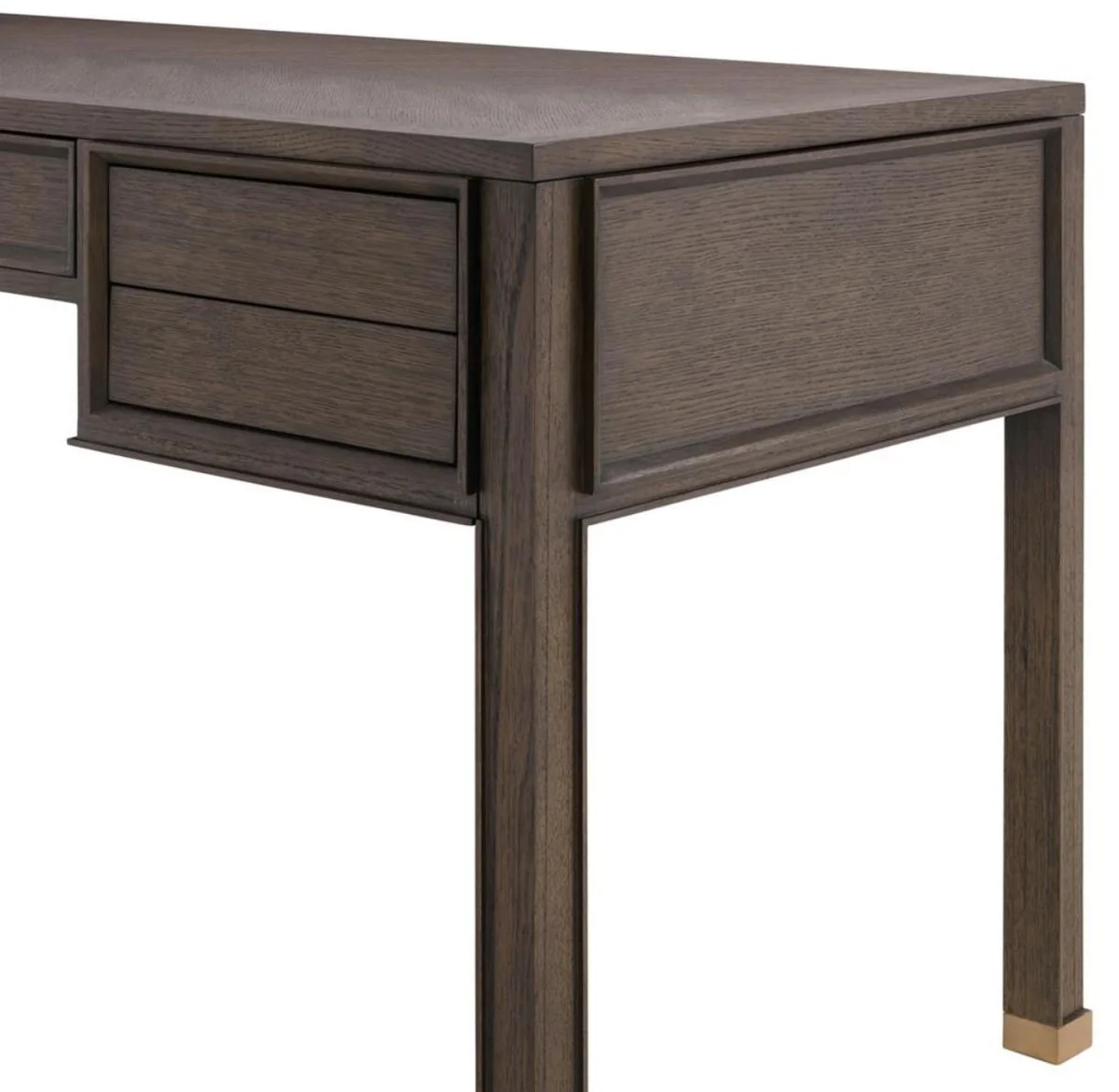 Casa Padrino escritorio de lujo con 5 cajones marr¨®n / lat¨®n 161 x 65,5 x H. 78,5 cm - Muebles de Oficina