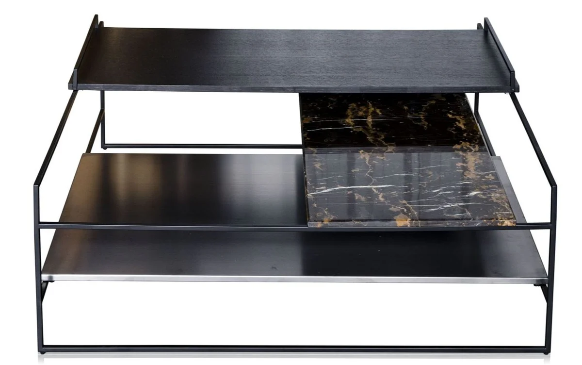 Casa Padrino mesa de centro de lujo negro 100 x 100 x H 39,5 cm - Mesa de Centro de Diseño