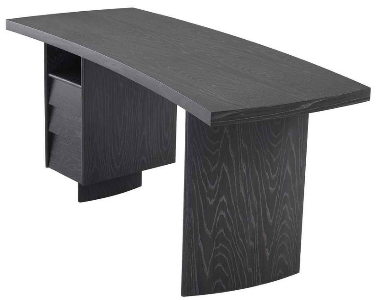 Casa Padrino escritorio de lujo de madera maciza con tablero curvo gris antracita 170 x 70 x A. 78,5 cm - Mesa de Oficina - Mesa de Computadora - Muebles de Oficina de Lujo