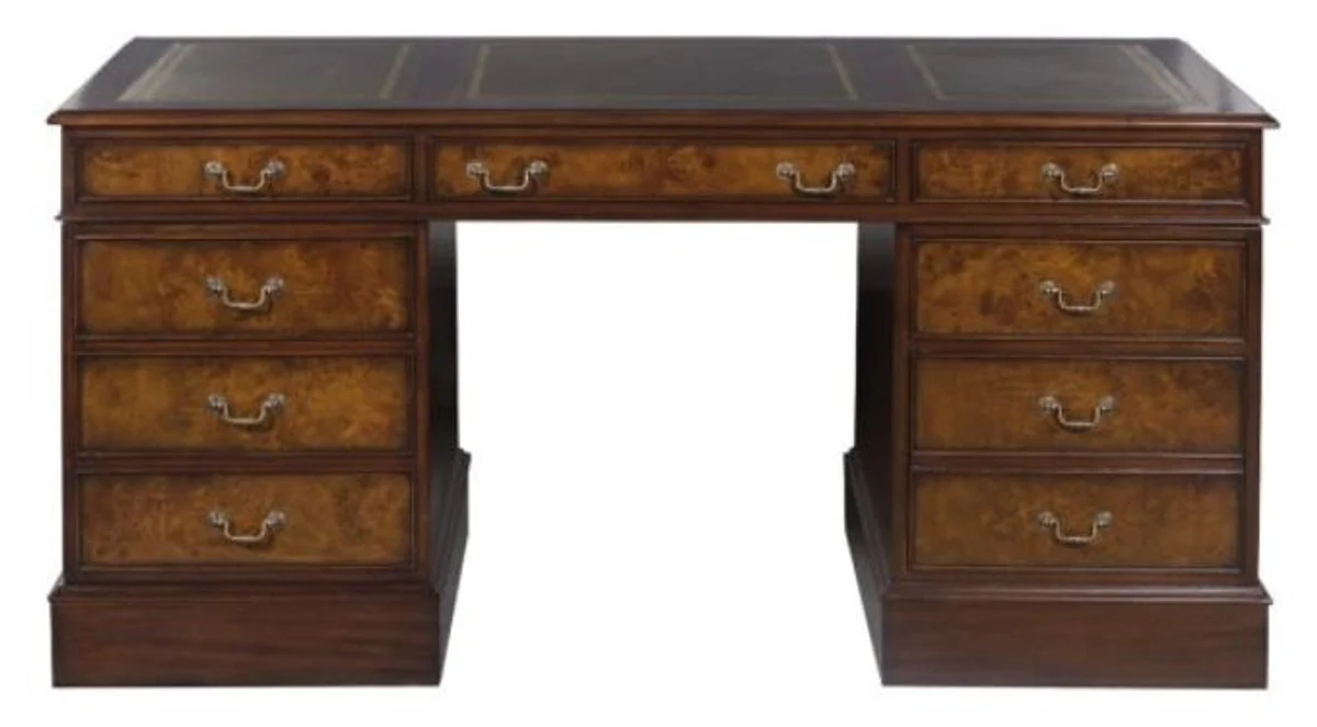 Casa Padrino escritorio de caoba marr¨®n / verde 160,5 x 76 x H. 77 cm - Muebles de Oficina de Lujo