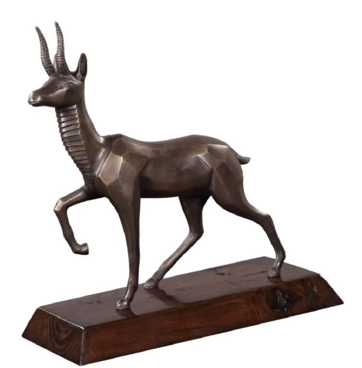 Casa Padrino figura de bronce de lujo antílope bronce / marrón oscuro 35 x 17 x H. 37 cm - Figura Decorada con Base de Madera