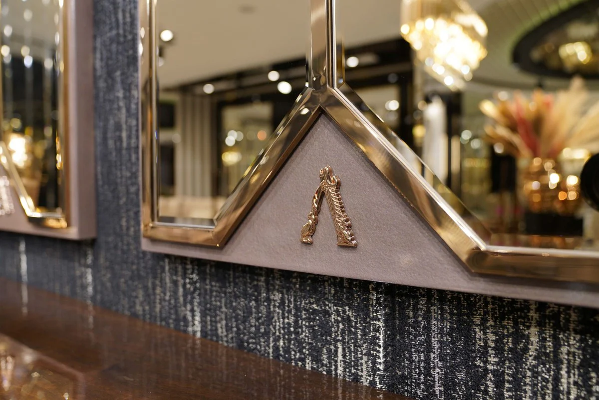 Casa Padrino conjunto de muebles de lujo marr¨®n oscuro / gris / cobre / oro - 1 Aparador de Lujo con 4 Puertas y 2 Espejos de Pared de Lujo - Muebles de comedor - Muebles de lujo