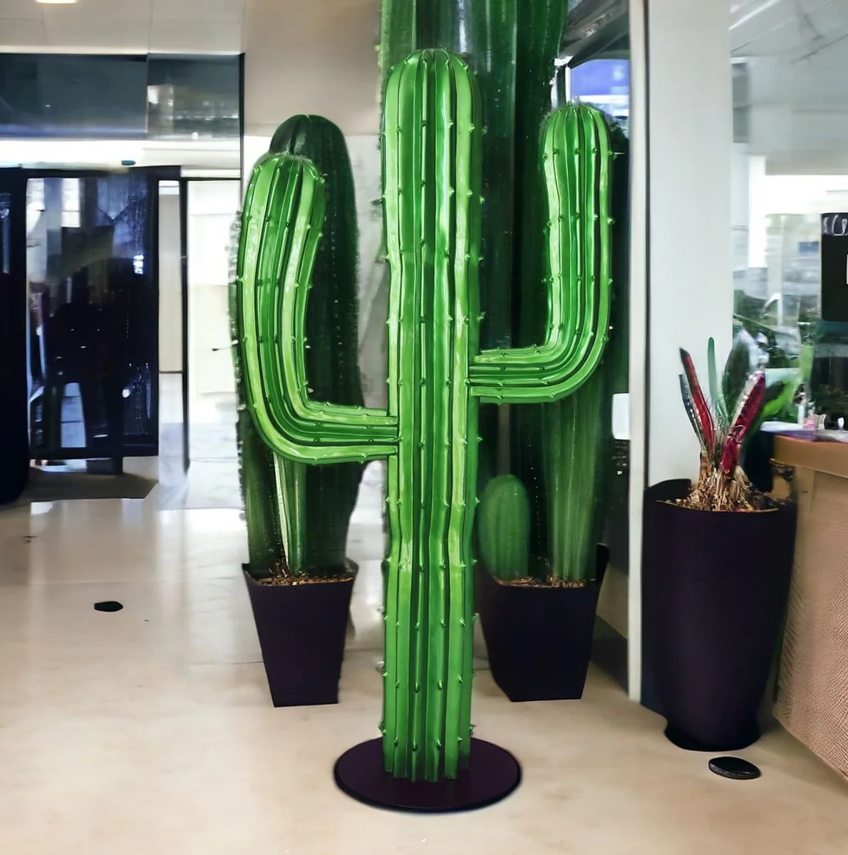 Casa Padrino cactus decorativo XXL verde / negro A. 180 cm
