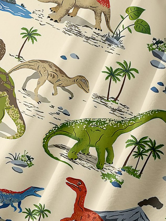 Dinosaur Chest Pocket Short Sleeve Hawaiian Shirt