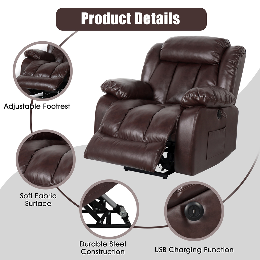 Clearance Sale Best MassageTheater Seating for Home| Power Electric Recliner Chair Movie Theater Seats with USB Port, Side Pocket