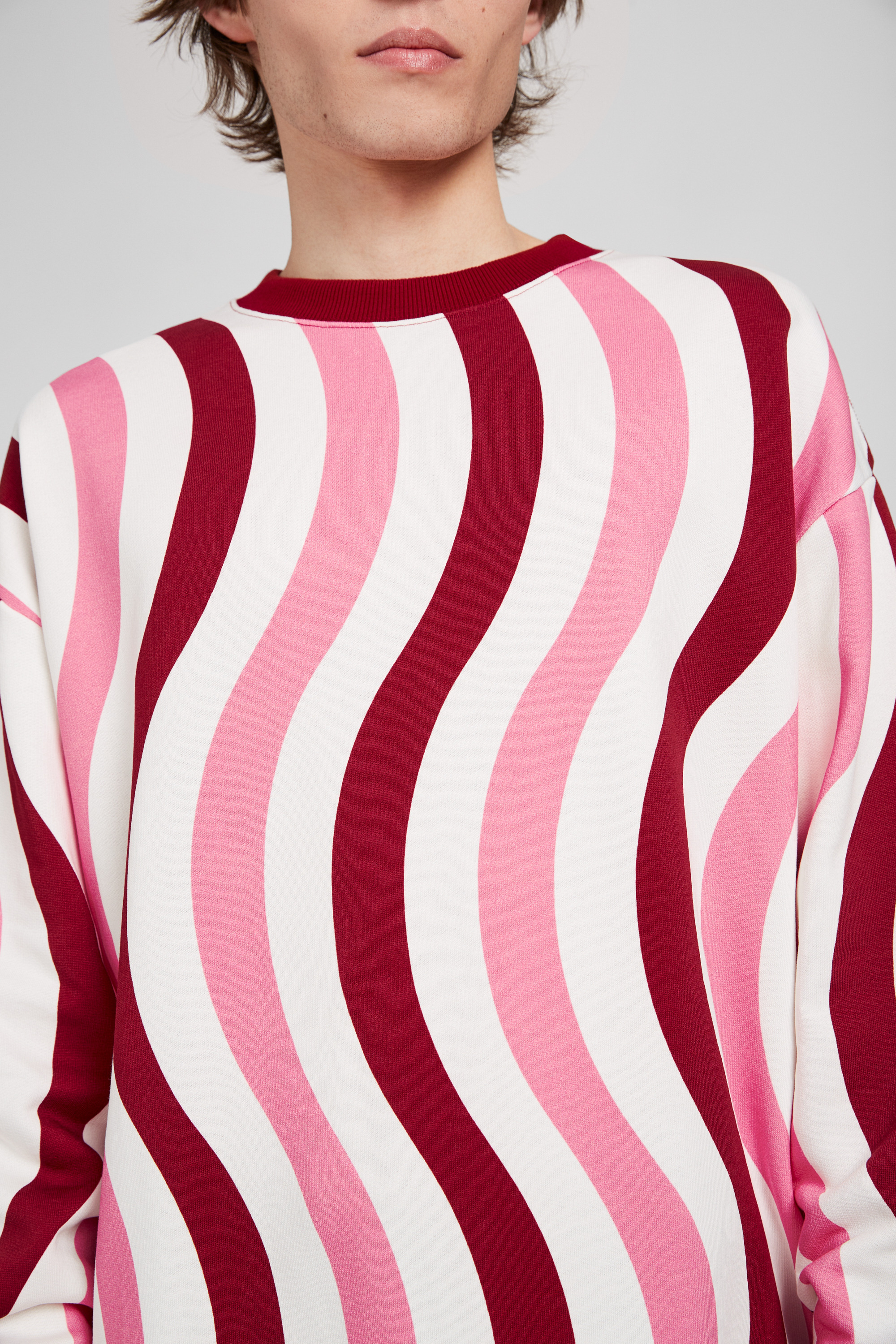 Sweatshirt - White, pink, and burgundy organic cotton sweater