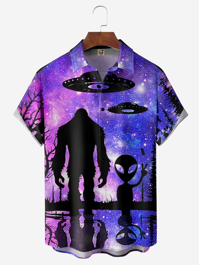 Bigfoot Alien Chest Pocket Short Sleeve Shirt