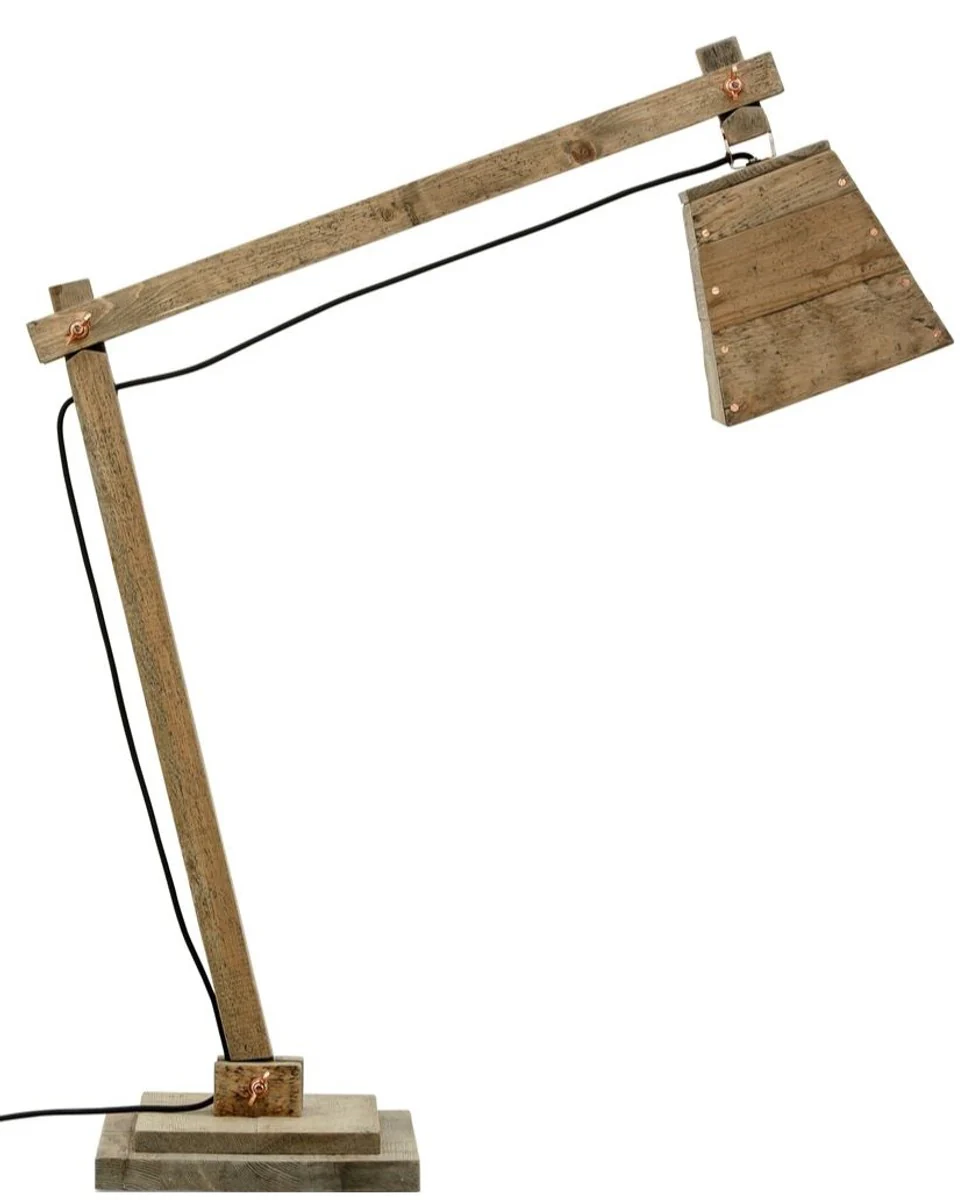 Casa Padrino lámpara de mesa de madera de pino colores naturales 90 x 30 x H. 105 cm - Lámpara de Mesa de Lujo con Cable Negro