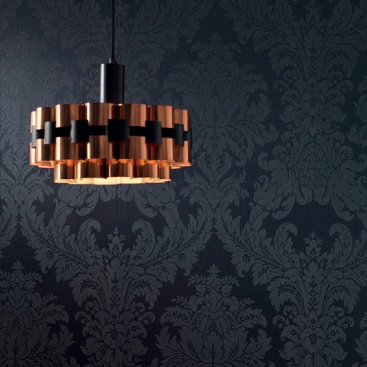 Casa Padrino papel tapiz textil barroco negro / gris 10,05 x 0,53 m - Papel Tapiz de Lujo de la Sala de Estar