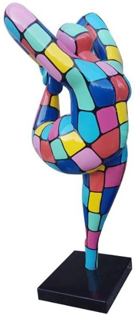 Casa Padrino escultura de diseño mujer acrobática multicolor A. 200 cm - Figura decorativa resistente a la intemperie - Escultura de decoración de jardín - Figura de Jardín