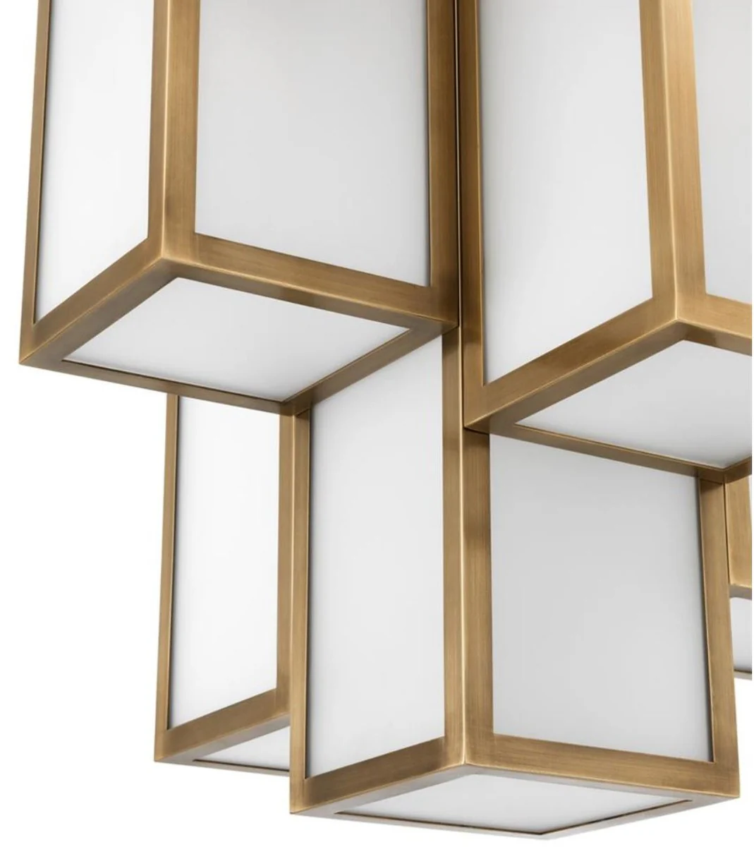 Casa Padrino lámpara de techo de lujo latón antiguo / blanco Ø 50 x H. 53,5 cm - Calidad de Lujo