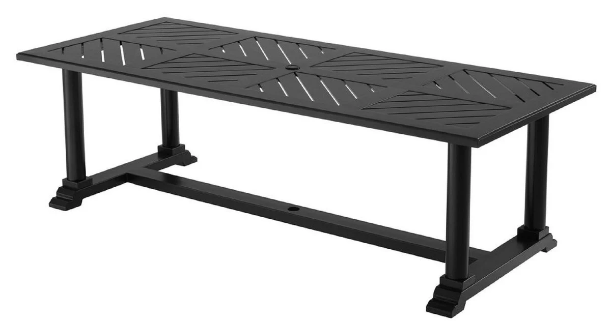 Casa Padrino mesa de comedor de lujo negro mate 240 x 103 x H. 75 cm - Mesa de Cocina Rectangular Hecha de Aluminio Duradero de Alta Calidad - Mesa de Jard¨ªn