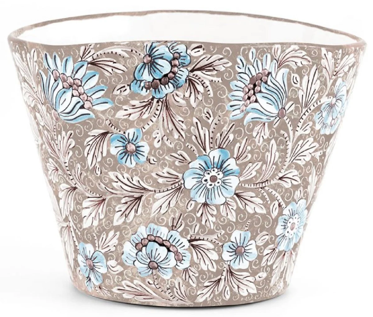 Casa Padrino maceta de cerámica de lujo marrón / multicolor Ø 27 x A. 20 cm - Maceta redonda de cerámica hecha y pintada a mano - Calidad de lujo - Hecho en Italia