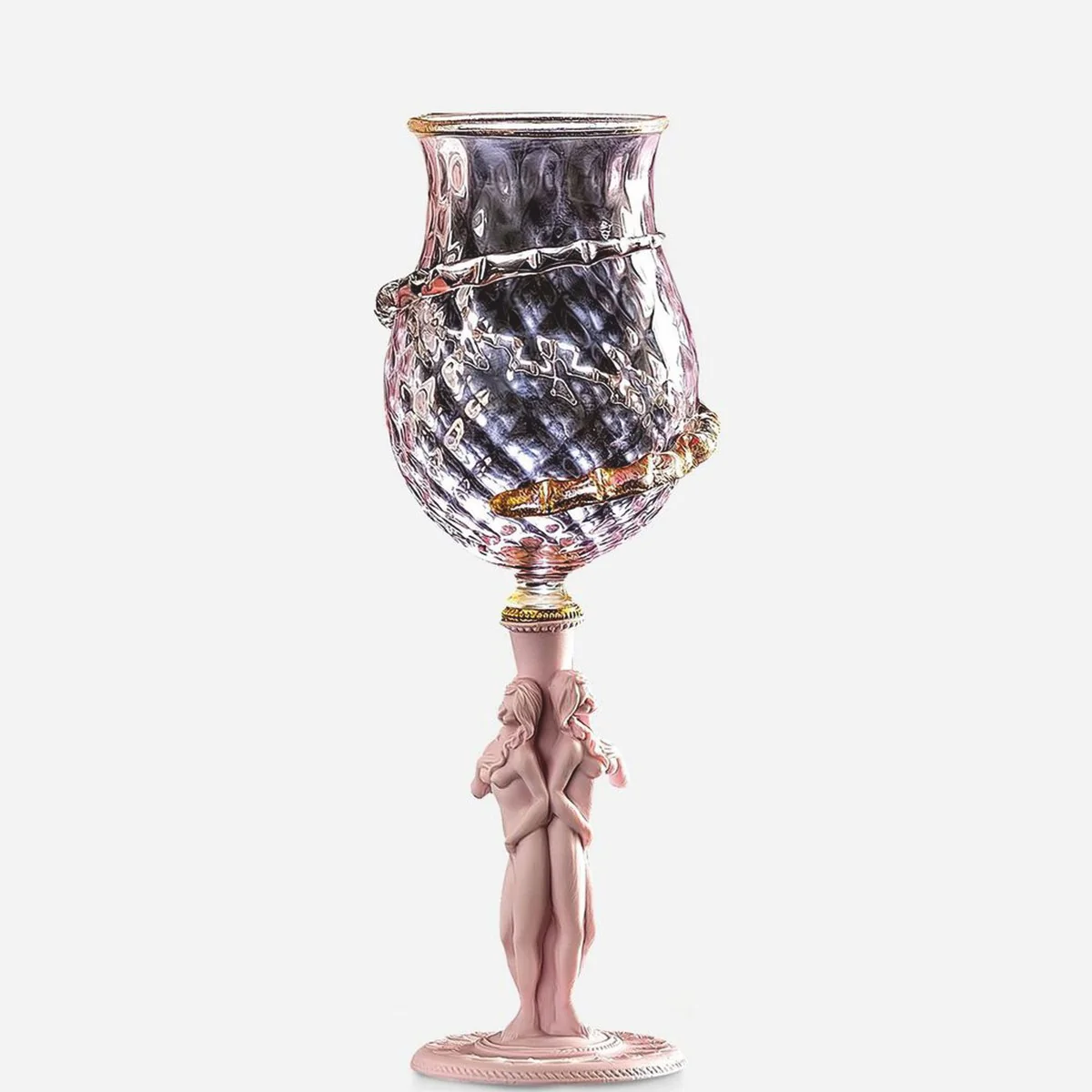Casa Padrino copa de vino barroca de lujo rosa / oro ? 9 x A. 27 cm - Hecho en Italia